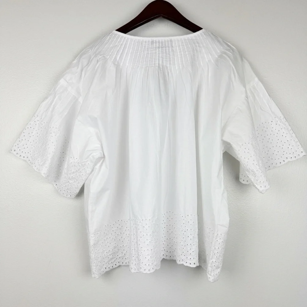 J. Crew Jolie Top Lightweight Eyelet Cotton Poplin White Size L NWT - Picture 5 of 8